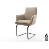 DELIFE Freischwinger Heira-Flex mit Armlehnen Materialmix Schlamm Freischwinger flach Graphit Taschenfederkern