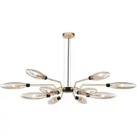 Casa Padrino Luxus Hängeleuchte Mattgold / Schwarz Ø 127 x H. 17,5 cm - Moderne Pendelleuchte
