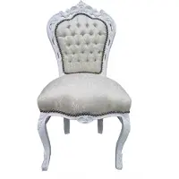 Casa Padrino Barock Esszimmer Stuhl Weiss Muster / Weiß - Antik Möbel - Limited Edition