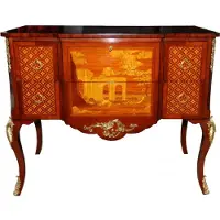 Casa Padrino Barock Luxus Kommode Braun/Gold aus massivem Eichenholz B 108 cm, H 88,5 cm, T 58 cm