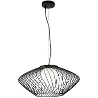 Casa Padrino Luxus Hängeleuchte Schwarz / Weiß Ø 52 x H. 24 cm - Höhenverstellbare Metall Pendelleuchte mit Glas Lampenschirm