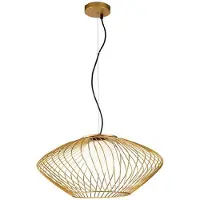 Casa Padrino Luxus Hängeleuchte Gold / Weiß Ø 52 x H. 24 cm - Höhenverstellbare Metall Pendelleuchte mit Glas Lampenschirm