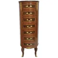 Casa Padrino Barock Kommode Mahagoni Gold mit 7 Schubladen Rund 120 x 45 x 45 cm
