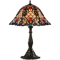 Casa Padrino Tiffany Tischleuchte Mehrfarbig Ø 44,5 x H. 61 cm - Handgefertigte Luxus Tischlampe aus zahlreichen Glas Mosaik Stücken