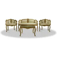 Casa Padrino Barock Salon Set mit Sitzbank 2 Stühlen und Tisch - Barock Hotel Möbel