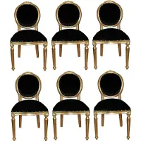 Casa Padrino Luxus Barock Esszimmer Set Medaillon Schwarz / Gold 50 x 52 x H. 99 cm - 6 handgefertigte Esszimmerstühle - Barock Esszimmermöbel