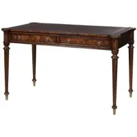 Casa Padrino Luxus Jugendstil Schreibtisch mit 2 Schubladen Braun / Silber 126 x 74 x H. 76 cm - Luxus Qualität