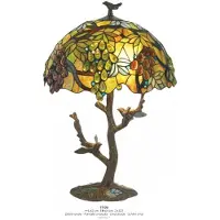 Casa Padrino Tiffany Tischleuchte Ø 42 x H. 64 cm - Tiffany Hockerleuchte mit Glas Lampenschirm