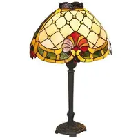 Casa Padrino Tiffany Tischleuchte 34 x 21 cm - Handgefertigte Tiffany Hockerleuchte - Tiffany Leuchten