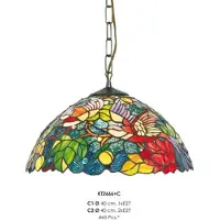 Casa Padrino Handgefertigte Tiffany Pendelleuchte, Hängeleuchte im Barockstil, Bunt, Durchmesser 40 cm, 1-Flammig