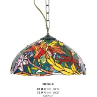 Casa Padrino Handgefertigte Tiffany Pendelleuchte Hängeleuchte, bunt, Durchmesser 40 cm, 1-Flammig