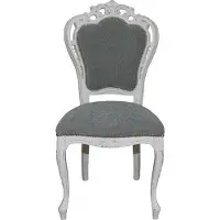 Casa Padrino Barock Esszimmer Stuhl ohne Armlehnen Grau / Antik Weiß - Designer Stuhl - Luxus Qualität