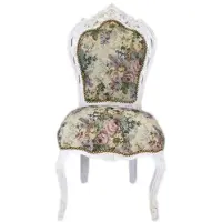 Casa Padrino Barock Esszimmer Stuhl Blumen Muster / Antik Weiss - Antik Stil Möbel