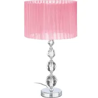 Relaxdays Tischlampe, Nachttischlampe im Kristalldesign, HxD: 54 x 29,5 cm, E27 Fassung, Tischleuchte mit Schirm, rosa