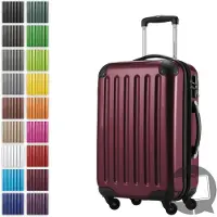 Hauptstadtkoffer Alex - Handgepäck-Koffer mit Erweiterung Kabinentrolley 4 Rollen, Bordgepäck für jede Airline, Reisetrolley Größe S Hartschale glänzend, 55 cm, 42 Liter,Dunkelrot (Burgund)