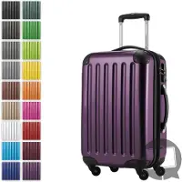 Hauptstadtkoffer Alex - Handgepäck-Koffer mit Erweiterung Kabinentrolley 4 Rollen, Bordgepäck für jede Airline, Reisetrolley Größe S Hartschale glänzend, 55 cm, 42 Liter,Lila