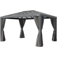 TOOLPORT PRIMEYARD Gartenpavillon 3x4 m Alu-Rahmen und Polycarbonat-Dach mit Seitenteilen in Grau