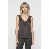 Smith & Soul Spitzentop , Damen, Gr. M, braun (schwarz choc), Web, Obermaterial: 100% Lyocell, unifarben, hüftlang, V-Ausschnitt, Tops Spitzentop, mit V-Ausschnitt