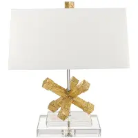 Gilded Nola Elstead Jackson Square Tischleuchte E27 Gebeiztes Gold Creme