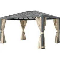 TOOLPORT 3x4m Hardtop Gartenpavillon, inkl. 4 Seitenteile, champagnerfarben - (300665)