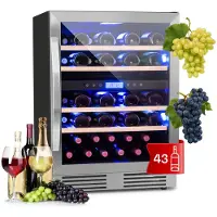 Klarstein Einbau-Weinkühlschrank, 2 Zonen Getränkekühlschrank Klein, Kleiner Weinschrank 129L, Wein-Kühlschrank Klein mit Glastür, Indoor/Outdoor Flaschenkühlschrank, Wine Fridge für 43 Flaschen