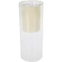 Koopman Weiße LED-Dekorationskerze im Glas mit transparentem Design, batteriebetrieben