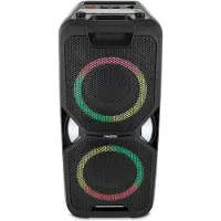 Medion PE-1 Pure Partybox (Akku, mit Mikrofon, tragbarer Bluetooth Lautsprecher groß, Musikbox, verschiedene Lichteffekte, Partylautsprecher mit Karaoke, 2 x Mikrofonanschluss, AUX, USB, Radio)