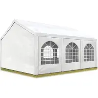 Profizelt24 Hochwertiges Partyzelt 4x6 m Pavillon Zelt PE Plane 450 N Gartenzelt Festzelt Wasserdicht weiß