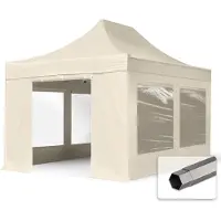 TOOLPORT 3x4,5m Stahl Faltpavillon, inkl. 4 Seitenteile, creme - (600049)