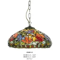 Casa Padrino Tiffany Pendelleuchte im Barockstil, Buntglas, 2-flammig, Durchmesser 40 cm