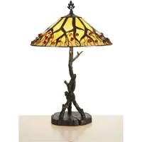 Casa Padrino Tiffany Hockerleuchte Tischleuchte in Bunt, Höhe 64 cm, Durchmesser 40 cm