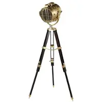 Casa Padrino Elegante Stativ-Lampe Tripod floor lamp Höhe: 190 cm höhenverstellbar - Hochwertige Messing Stehleuchte - Luxus Qualität