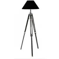 Casa Padrino Luxus Studioleuchte im Teleskop-Design Vintage Stehlampe Schwarz / Chrom - Nickel Finish - 60 x 60 x 180 cm