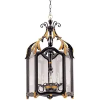 Casa Padrino Luxus Barock Wohnzimmer Hängeleuchte Schwarz / Gold 50 x 50 x H. 90 cm - Handgefertigte Barockstil Pendelleuchte - Luxus Qualität - Italy - Edel & Prunkvoll