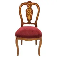 Casa Padrino Barock Luxus Esszimmer Stuhl Bordeaux / Mahagoni Intarsien - Antik Stil - 110 x 50 x 50 cm