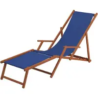 Erst-Holz Gartenliege blau Fußteil Tisch Deckchair Buche dunkel Strandliege Liegestuhl Relaxliege 10-307 F T