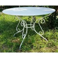 Casa Padrino Jugendstil Gartentisch Antik Weiß Ø 100 x H. 70 cm - Runder Schmiedeeisen Tisch