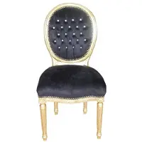 Casa Padrino Barock Esszimmer Stuhl Schwarz / Gold Rund mit Bling Bling Steinen Mod2