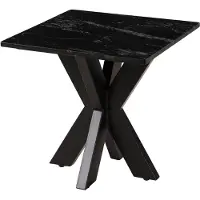 MASSIVMOEBEL24.DE MASSIVMOEBEL24 Couchtisch quadratisch 55x55x55 Marmor schwarz / Kreuzgestell Eisen schwarz BARCELONA #415