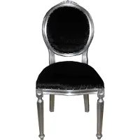 Casa Padrino Barock Medaillon Luxus Esszimmer Stuhl ohne Armlehnen in Schwarz / Silber - Interior
