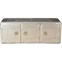Casa Padrino Art Deco Designer Flieger Sideboard Aluminium mit 3 Schubladen 145 x 60 x 55 cm - Vintage Look
