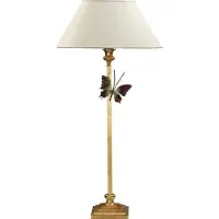 Casa Padrino Luxus Tischleuchte im Barockstil - Gold mit Schmetterling, vergoldete Säulen, 65 cm