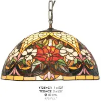 Casa Padrino Tiffany Pendelleuchte Ø 40 cm - Handgefertigte Tiffany Hängeleuchte