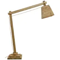 Casa Padrino Kiefernholz Stehleuchte Naturfarben 190 x 52 x H. 220 cm - Luxus Stehlampe mit orangefarbenem Kabel
