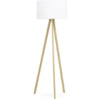 Casa Padrino Studio Stehleuchte Naturholzfarben / Weiß mit 3 Beinen 159 x 55 cm