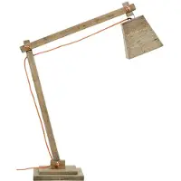 Casa Padrino Kiefernholz Tischleuchte Naturfarben 90 x 30 x H. 105 cm - Luxus Tischlampe mit orangefarbenem Kabel