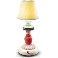 Casa Padrino Luxus Tischleuchte Elfenbeinfarben / Mehrfarbig Ø 12 x H. 30 cm - Porzellan LED Tischlampe