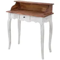 Casa Padrino Landhausstil Schreibtisch Antik Weiß / Natur 80 x 40 x H. 92 cm - Schreibtisch im Shabby Chic Look