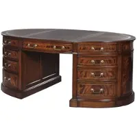Casa Padrino Luxus Partner Schreibtisch Braun / Grün 180 x 102 x H. 76 cm - Mahagoni Doppel Schreibtisch mit 18 Schubladen