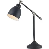 Casa Padrino Schreibtischleuchte im Industrial Stil Schwarz / Silber 17,5 x 47 x H. 52 cm - Tischleuchte mit Schwenkbügel